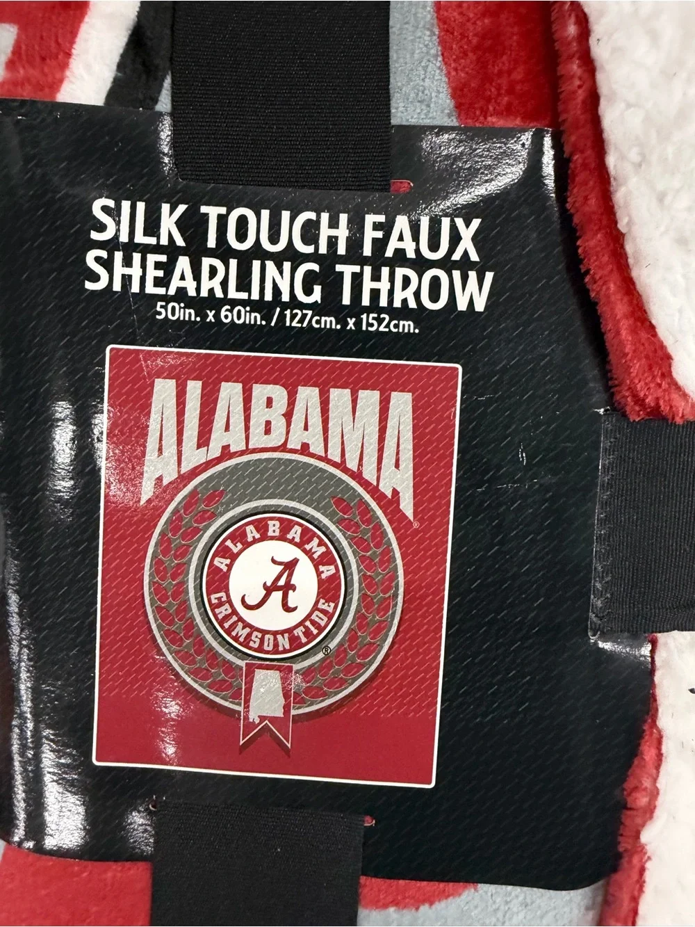 Alabama Red & White Sherpa-Lined Throw